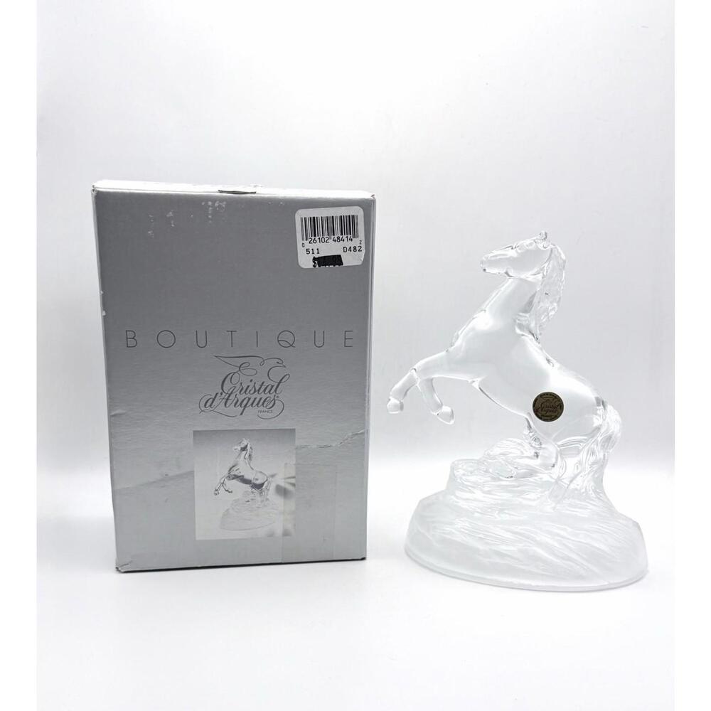 Cristal d'Arques Rearing Horse Crystal Figurine Frosted Base